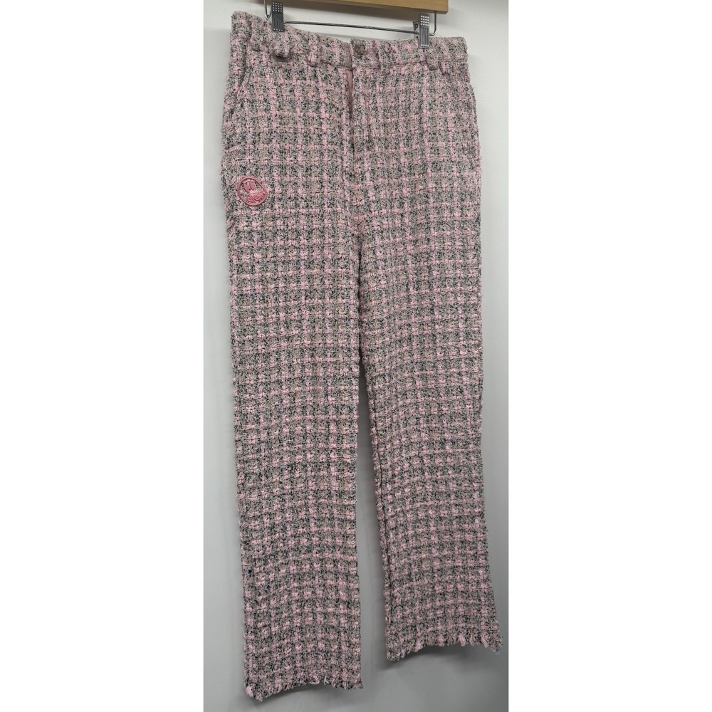 Drew House Boucle Tweed Woven Pink Plaid Pants Women's SZ Med Justin Bieber - Picture 3 of 10